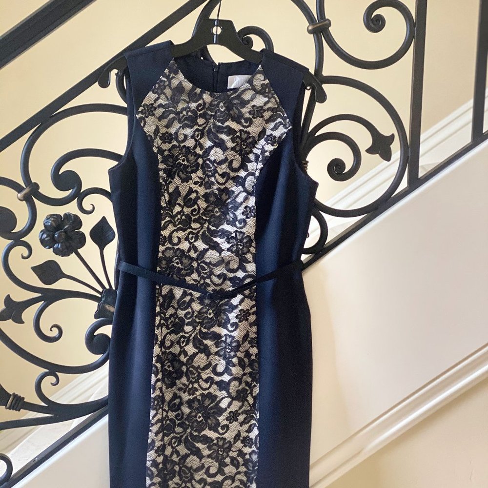 Badgley Mischka Black Silk Embroidered Dress 6